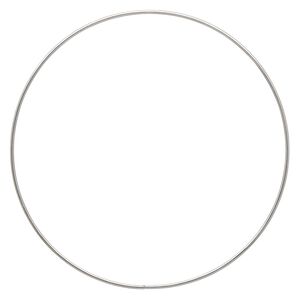 Beading hoop, imitation rhodium-plated steel, 9-inch closed round. Sold per pkg of 2.