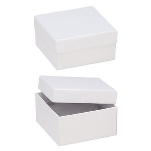 Box, paper, "cotton"-filled, white, 3-3/4 x 3-3/4 x 2-inch textured square. Sold per pkg of 10.