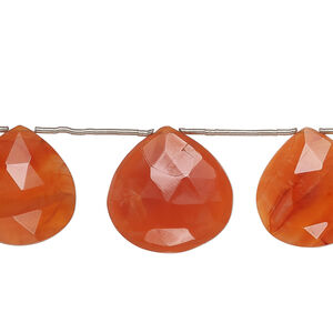 Carnelian 1pkg9, hand-cut top-drilled faceted puffed teardrop bead, graduated 14x13mm-27x26mm