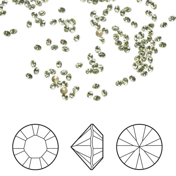 Chaton 12pk peridot foil back, Crystal Passions® Regenerated 1.8-1.9mm round PP12 1028 image number 0