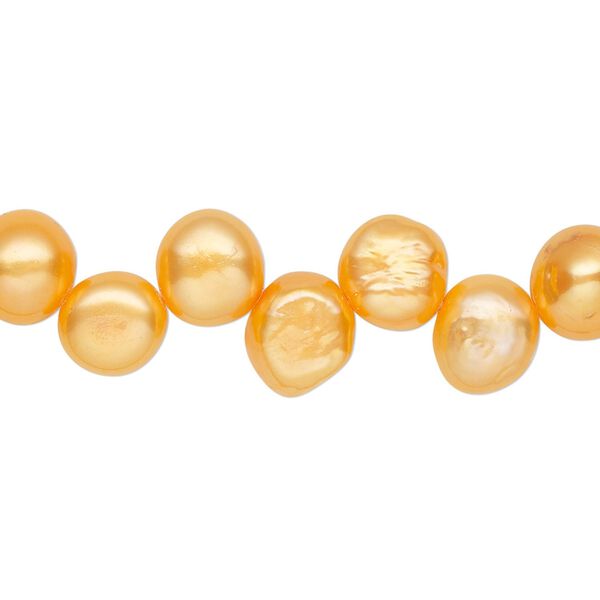 Pearl, cultured freshwater (dyed), carrot, 7-9mm top-drilled flat-sided potato with 0.4-0.5mm hole, D grade, Mohs hardness 2-1/2 to 4. Sold per 14-inch strand. image number 0