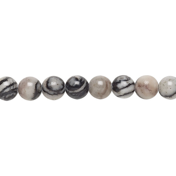 Bead, black silk stone (natural), 6mm round, C grade, Mohs hardness 4. Sold per 15-1/2" to 16" strand. image number 0