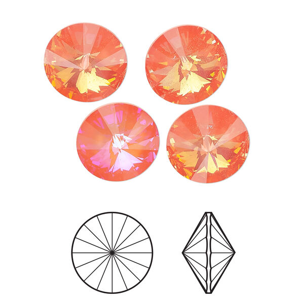 Chaton 12pk crystal ultra orange AB, Crystal Passions® 12mm rivoli 1122 image number 0