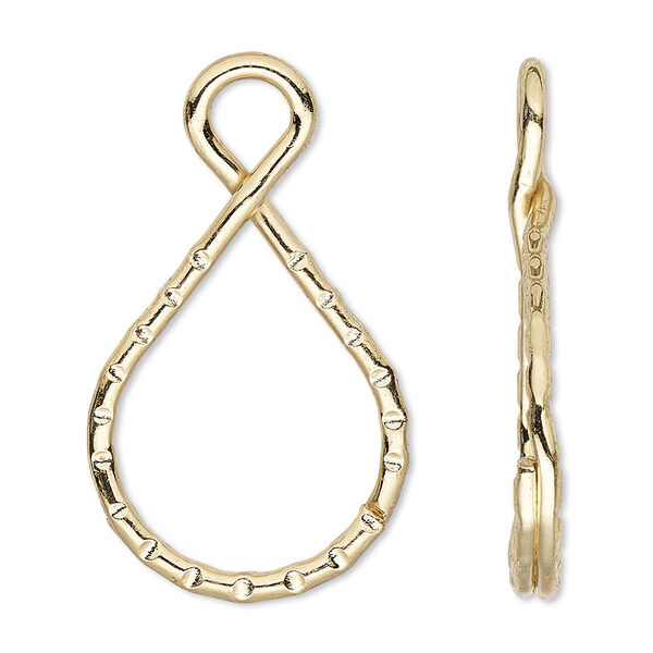 Split ring, gold-finished steel, 37x18mm teardrop with loop. Sold per pkg of 10. image number 0