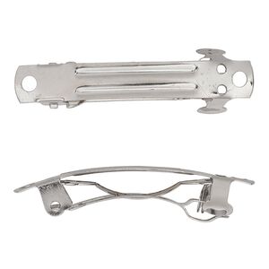 Barrette, nickel-finished steel, 40x7mm with 2 holes. Sold per pkg of 10.