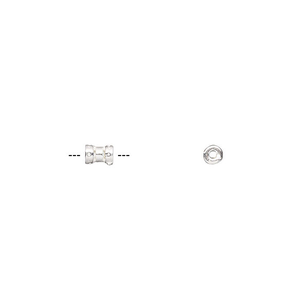Crimp, JBB Findings, silver-plated brass, 4x2.5mm tube, 1mm inside diameter. Sold per pkg of 10. image number 0