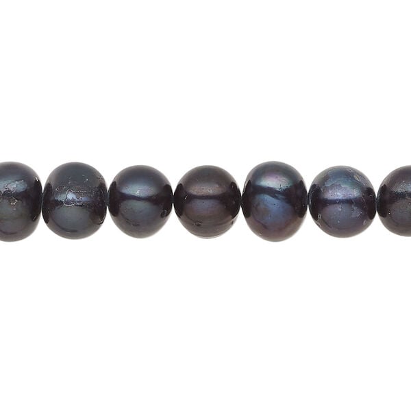 Freshwater pearl 1pkg1, semi-round, 14 inch dark iris green 7-9mm cultured image number 0