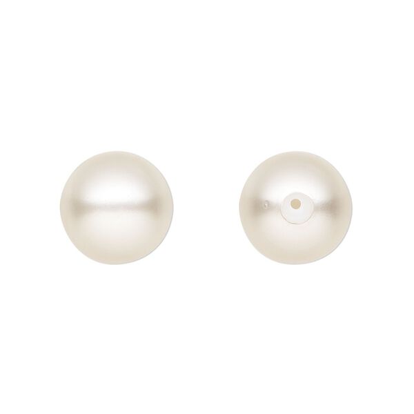 Pearl 4pk white, Preciosa Czech crystal 12mm half-drilled round image number 0
