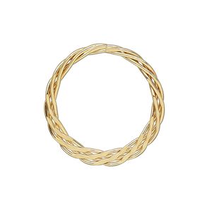 Drop, 14Kt gold-filled, 25mm braided flat round. Sold per pkg of 2.