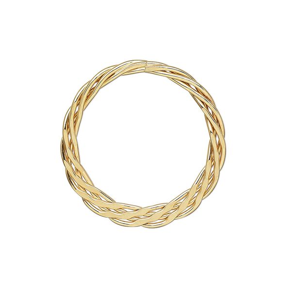 Drop, 14Kt gold-filled, 25mm braided flat round. Sold per pkg of 2. image number 0