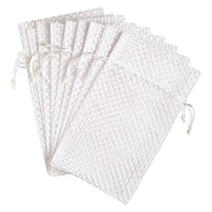 Pouch, organza, white, 10x6 inches with dots pattern and drawstring closure. Sold per pkg of 12.