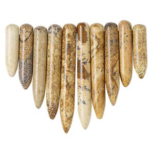 Picture jasper 1pkg10, top-drilled spike fan focal natural graduated 19x5mm-41x5.5mm