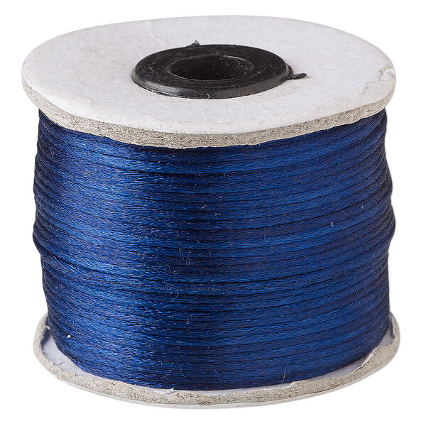 Cord, Satinique™, satin, navy blue, 1mm. Sold per 200-foot spool. image number 0