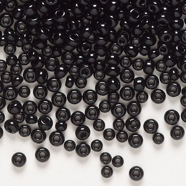 Seed bead mix, Preciosa Ornela Czech glass, pkg/50g, #6 rocaille, opaque black, (23980). image number 0