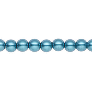 Pearl 1pk teal, Celestial Crystal® 6mm round 15.5-16 inch