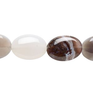 Botswana agate 1pkg1, flat oval bead natural 15.5-16 inch 18x13mm