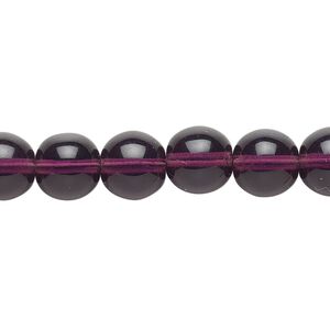 Bead, Czech glass druk, transparent amethyst purple, 10mm round. Sold per 15-1/2" to 16" strand.