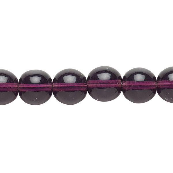 Bead, Czech glass druk, transparent amethyst purple, 10mm round. Sold per 15-1/2" to 16" strand. image number 0