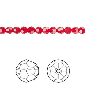 Bead 12pk light Siam, Crystal Passions® 4mm round 5000