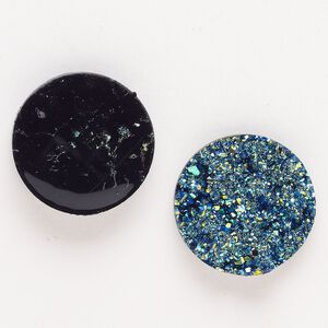 Component "druzy agate" resin 2pk 29mm round, foil back blue