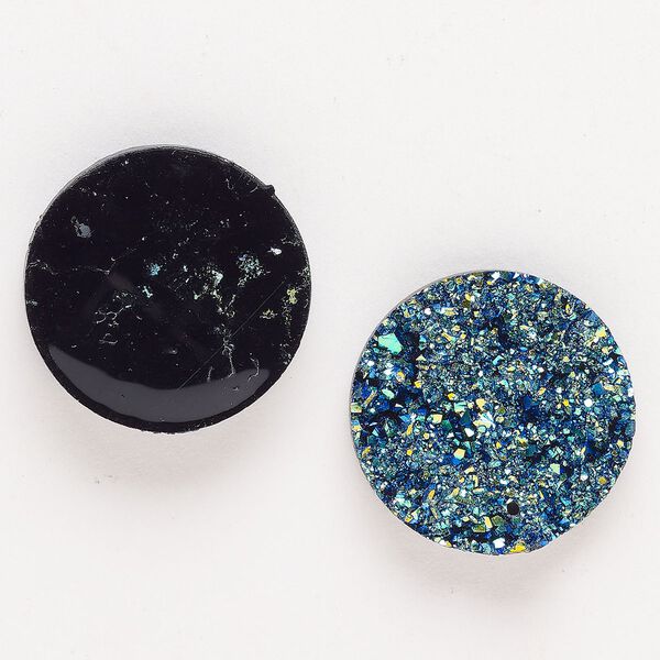 Component "druzy agate" resin 2pk 29mm round, foil back blue image number 0