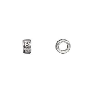 Bead, antique silver-plated "pewter" (zinc-based alloy), 7x4mm double-sided heishi. Sold per pkg of 50.