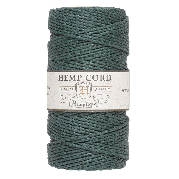 Cord, Hemptique®, polished hemp, emerald green, 1.8mm diameter, 48-pound test. Sold per 205-foot spool. image number 0