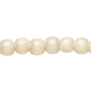 Bead 1pkg1, Taiwanese cheesewood (dyed / waxed), gold cream, 7-8mm round, 15-1/2 to 16 inches.