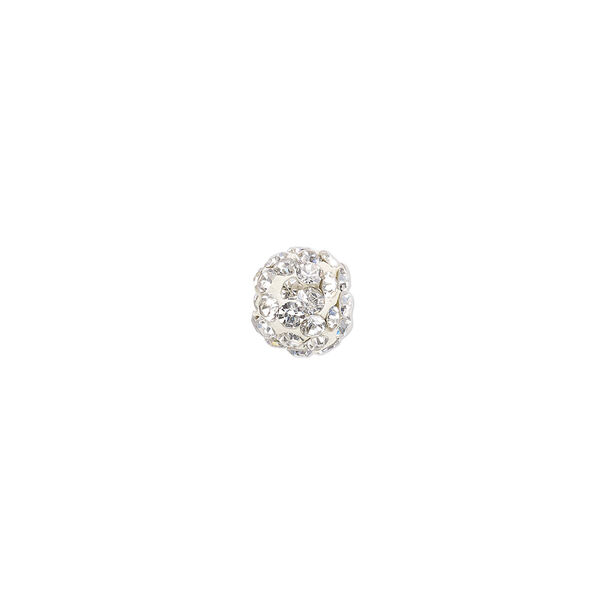 Bead, glass rhinestone / epoxy / resin, white and clear, 8mm round. Sold individually. image number 0