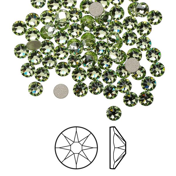 Flat back 144pk peridot foil back, Crystal Passions® 3-3.2mm rose round SS12 2088 image number 0