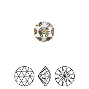Round stone 72pk crystal golden shadow foil back, Swarovski® 10mm rose cut round 1401