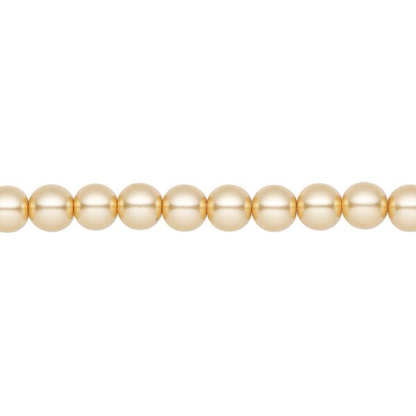 Pearl 50pk gold, Preciosa Czech crystal 5mm round image number 0