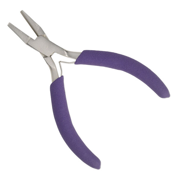 Pliers, half-round nose and curved forming, nickel-plated high carbon steel with satin finish and foam, purple, 5 inches. Sold individually. image number 0
