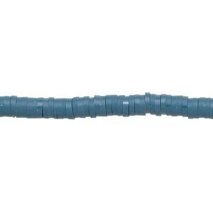 Bead, polymer clay, opaque teal, 4x1mm heishi. Sold per pkg of (2) 15-1/2" to 16" strands.