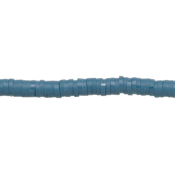 Bead, polymer clay, opaque teal, 4x1mm heishi. Sold per pkg of (2) 15-1/2" to 16" strands. image number 0