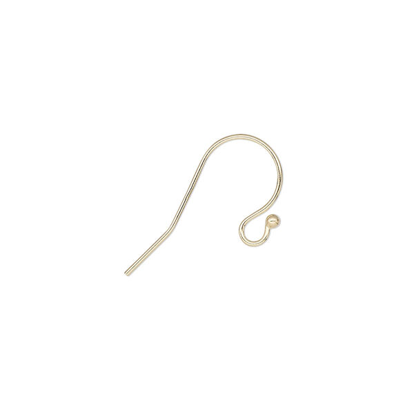 Ear wire, 14Kt gold, 12mm fishhook with open loop and ball end, 22 gauge. Sold per pair. image number 0