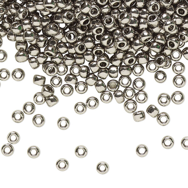 Seed bead, TOHO BEADS®, glass, pkg/250g, #8 round, opaque nickel-plated nickel (TR-08-711). image number 0