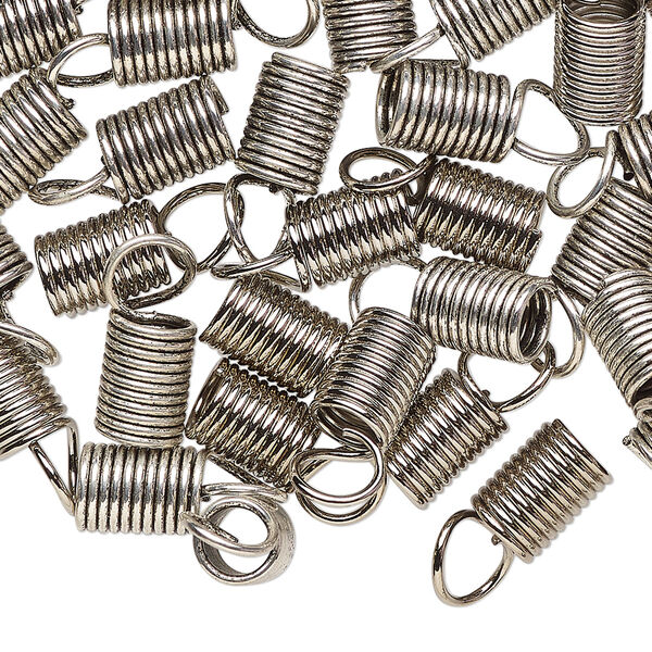 Cord coil, antique silver-finished steel, 14x6mm with loop, 4.5mm inside diameter. Sold per 1-ounce pkg. image number 0