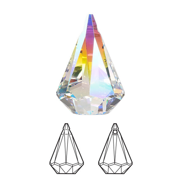 Drop 1pk crystal AB, Crystal Passions® 24x15.5mm pendant prismatic 6022 image number 0