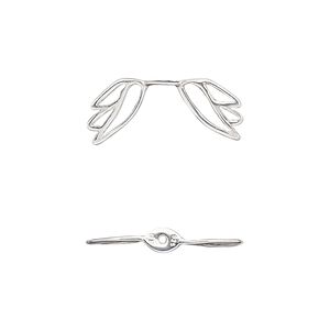 Bead, Amoracast®, sterling silver, 21x9mm double-sided angel wing with cutout design. Sold individually.