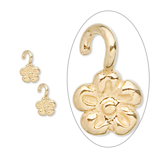 Drop, JBB Findings, gold-finished sterling silver, 5x5mm flower. Sold per pkg of 2. image number 0