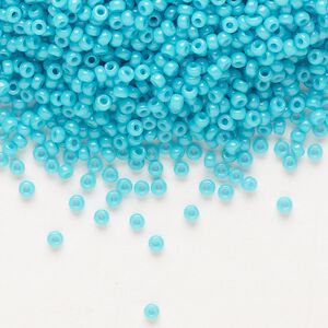 Seed bead, Miyuki, glass, pkg/25g, #11 rocaille, Duracoat® opaque outside dyed underwater blue, (RR-4480).