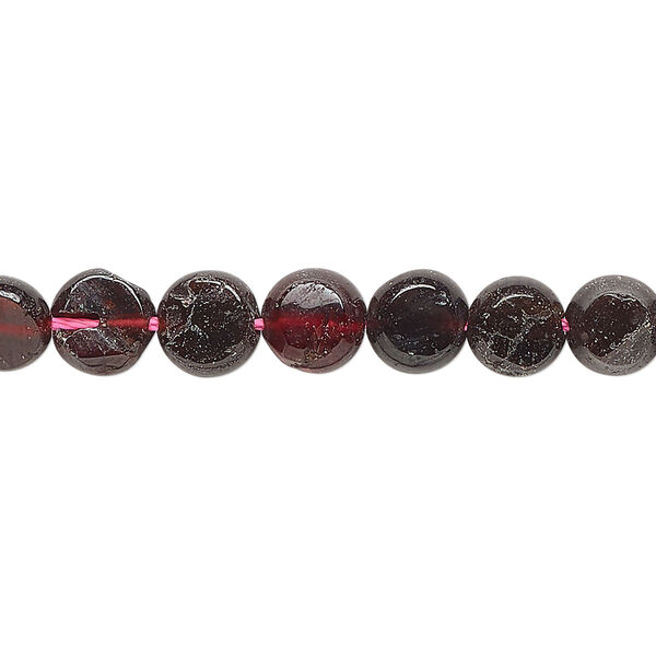 Garnet 1pkg1, flat round bead natural 15 inch 6-8mm image number 0
