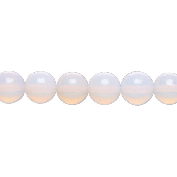 Bead, sea "opal" glass, pink, 8mm round. Sold per 15-1/2" to 16" strand. image number 0