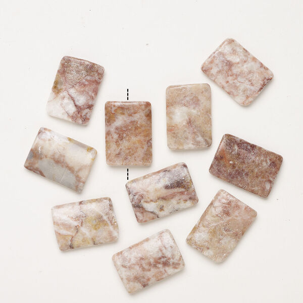 Pink marble 1pkg10, puffed rectangle bead, 30x21mm-32x22mm image number 1