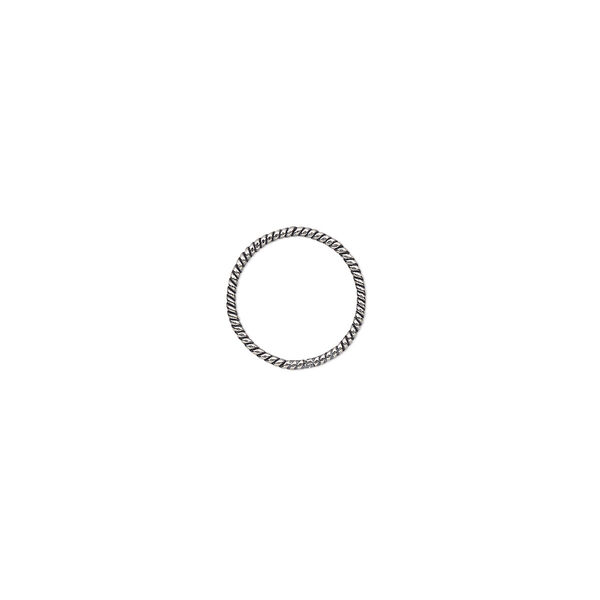 Jump ring, antiqued sterling silver, 11mm soldered twisted round, 9.8mm inside diameter, 20 gauge. Sold per pkg of 2. image number 0