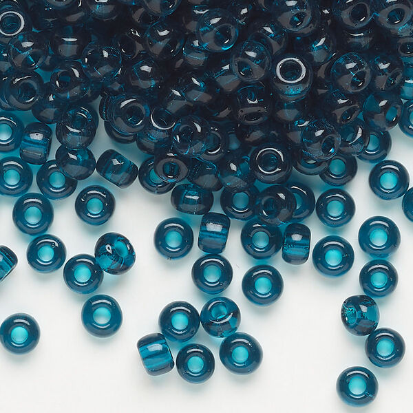 Seed bead, Miyuki, glass, pkg/25g, #6 rocaille, transparent dark teal (RR-2406). image number 0