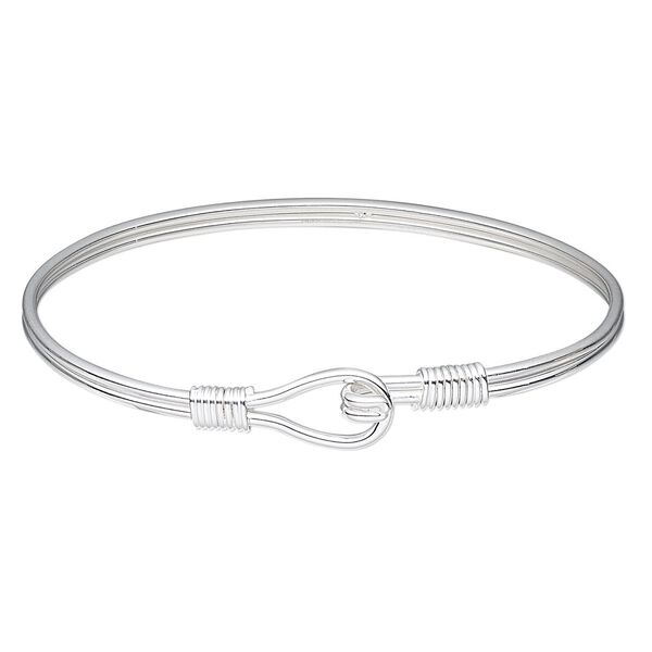 Bracelet, bangle, sterling silver, 3mm wide, 6-1/2 inches with hook closure. Sold individually. image number 0