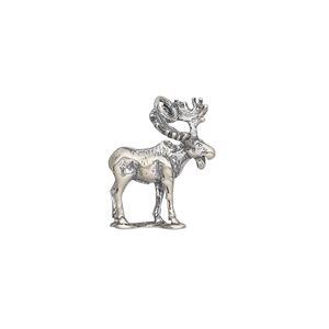 Charm, antiqued sterling silver, 17.5x14mm 3D moose. Sold individually.