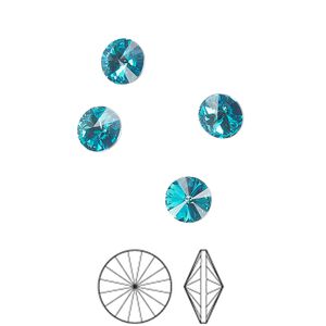 Chaton 12pk blue zircon foil back, Preciosa MAXIMA Czech crystal rhinestone 6.14-6.32mm rivoli SS29